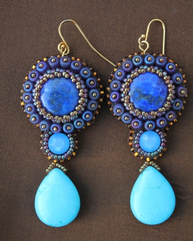 Genuine Lapis & Turquoise Teardrop Earrings