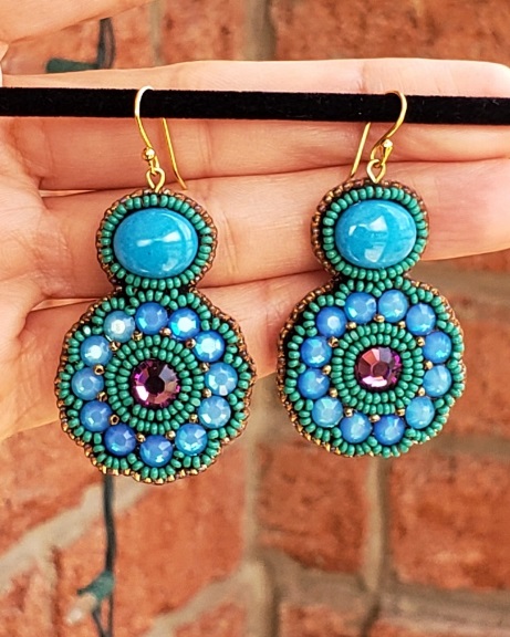 Swarovski Caribbean Blue Opal & Turquoise Jade Earrings