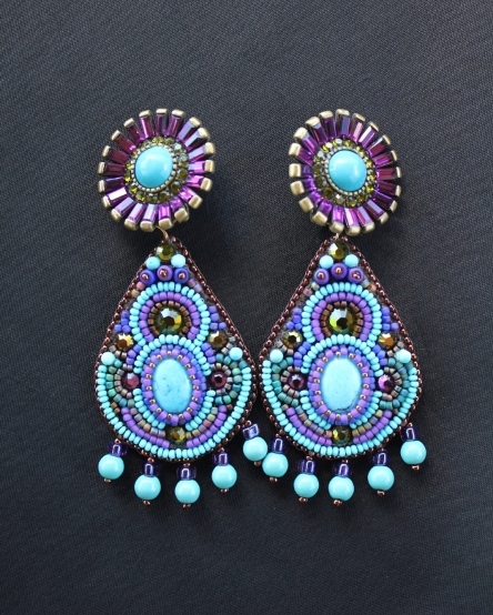 Turquoise & Amethyst Crystal Earrings