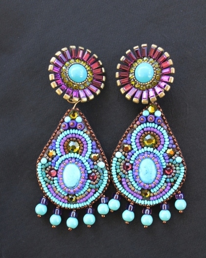 Turquoise & Amethyst Crystal Earrings