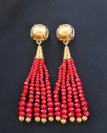 Red Quartz Tassel Earrings