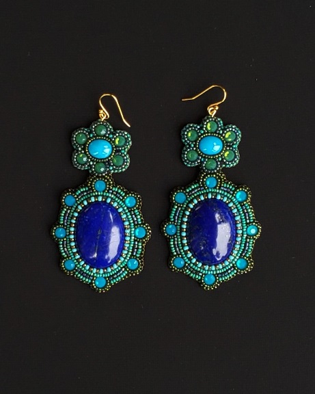 Genuine Lapis and Turquoise Earrings