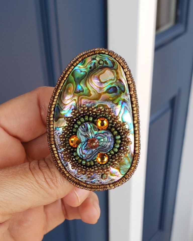 Freeform Abalone with Abalone Flower Pin