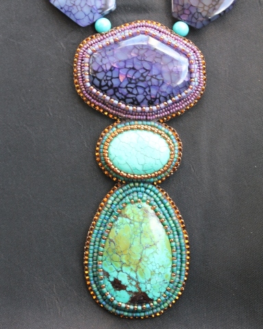 Brazilian Purple Agate, Genuine Turquoise & Howlite Necklace
