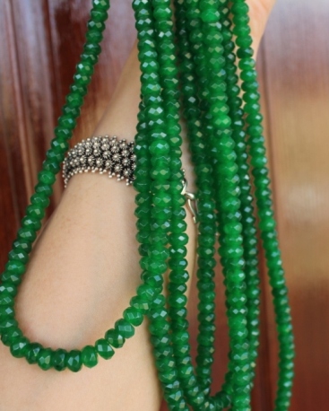 Emerald Color Jade 5 Strand Necklace