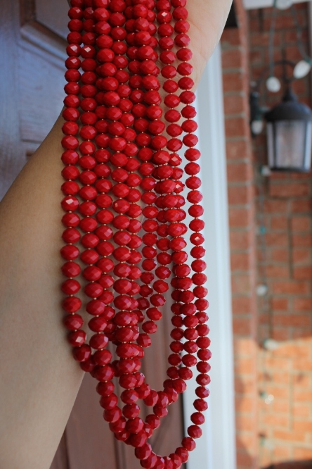 5 Strand Faceted Red Velvet Quartz Necklace