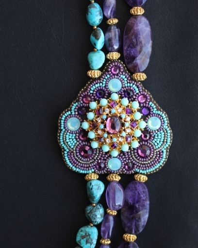 Genuine Amethyst & Turquoise Nugget Necklace