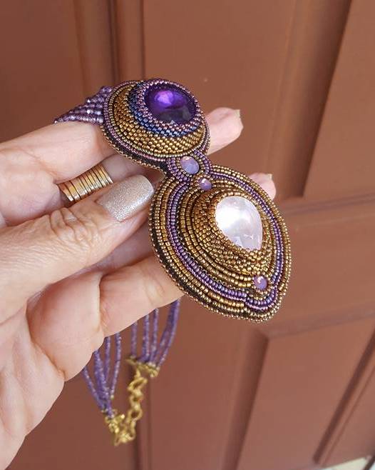 Amethyst Cubic Zirconia Beads, Purple & Light Rose Pink Necklace