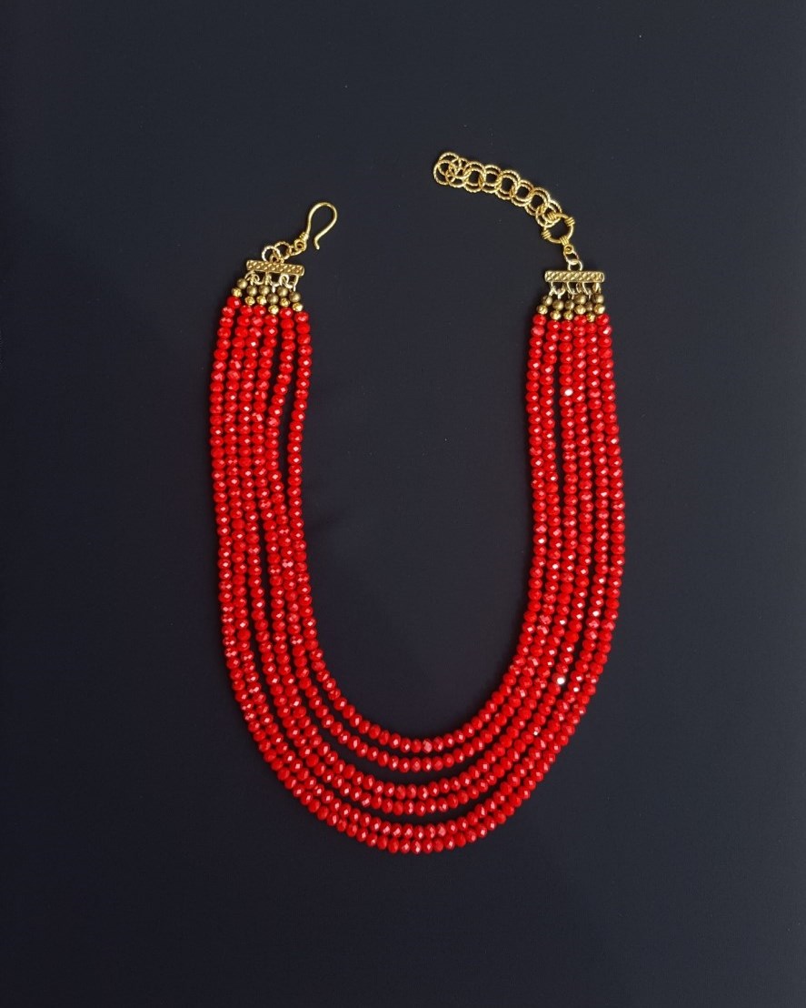 6 Strand Red Quartz Necklace