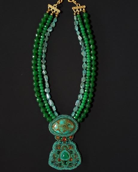 Turquoise, Apatite & Green Agate Necklace