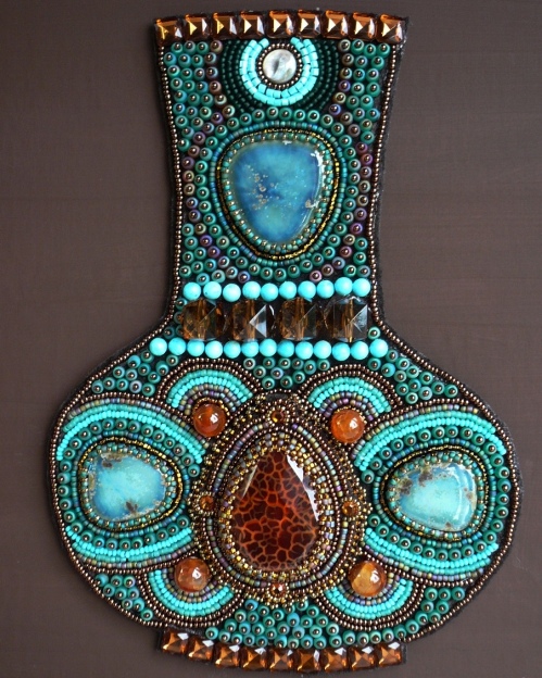 Turquoise & Crab Fire Agate Wall Art