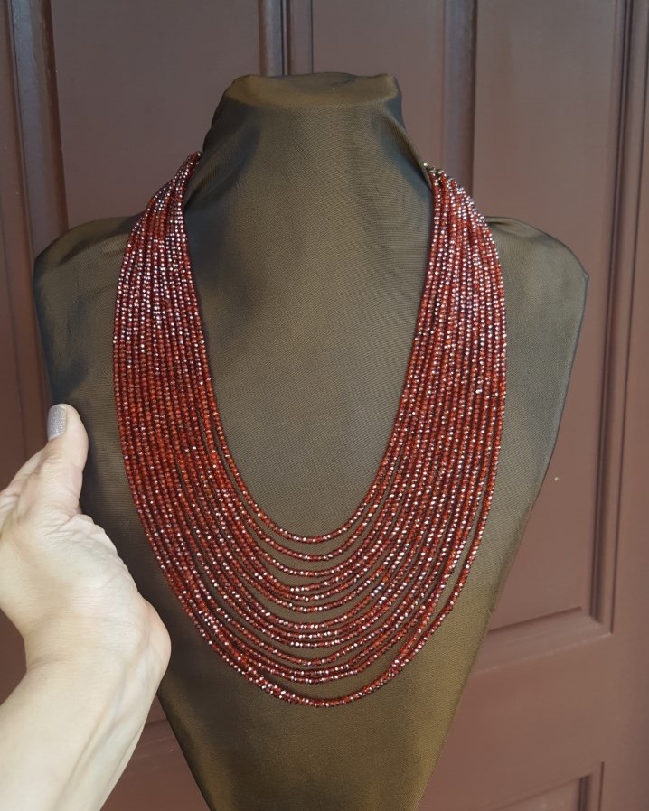 Deep Red Faceted Cubic Zirconia Necklace